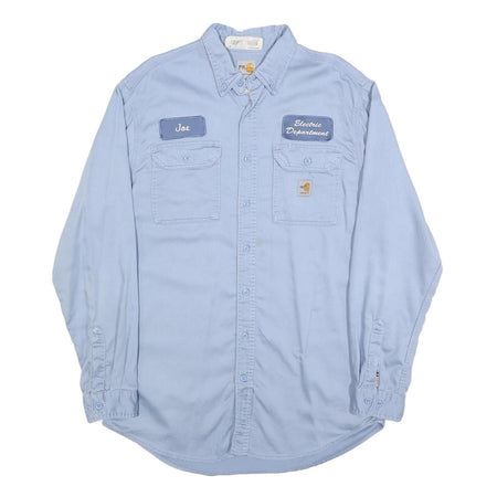 CARHARTT Mens Blue Workwear Shirt L Electric Department Cotton Blend Button Down