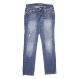 ZIPPER Womens Relaxed Blue Denim Light W32 L32 Distressed Zip Jeans