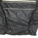 SEDICI Womens Black & Cream Leather Biker Jacket M Zip Sporty Striped Racing