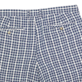 LETS GO Mens Shorts Blue & White Check L W34 Casual Cotton Blend Classic Fit