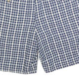 LETS GO Mens Shorts Blue & White Check L W34 Casual Cotton Blend Classic Fit