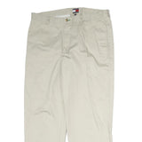 TOMMY HILFIGER Mens Cotton Beige Regular Straight Trousers W36 L29 Classic
