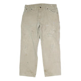 DICKIES Mens Cotton Blend Beige Regular Fit Straight Leg Trousers W36 L29