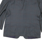 Mens Grey & Blue Check Blazer Tailored XL Polyester Blend Woven Button Jacket