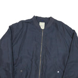 HAPPY LIFE Mens Navy Blue Bomber Jacket L Polyester Blend Plain Zip Casual