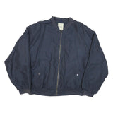 HAPPY LIFE Mens Navy Blue Bomber Jacket L Polyester Blend Plain Zip Casual