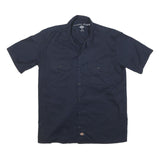 DICKIES Mens Blue Work Shirt M Cotton Blend Button Pocket Casual Utility