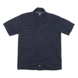 DICKIES Mens Blue Work Shirt M Cotton Blend Button Pocket Casual Utility