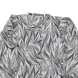 Womens Black White Printed Blouse Long Sleeve Collared M Polyester Blend