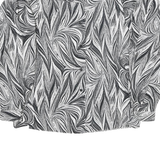 Womens Black White Printed Blouse Long Sleeve Collared M Polyester Blend