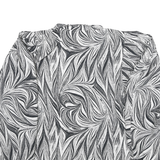 Womens Black White Printed Blouse Long Sleeve Collared M Polyester Blend