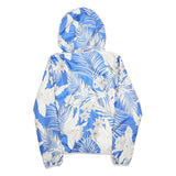 GUESS Womens Blue & White Printed Zip Jacket S Polyester Lightweight Hooded