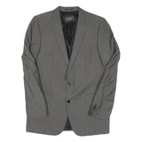 Mens Grey Wool Blend Classic Tailored Jacket L Button Closure Plain Formal