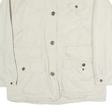 AMERICAN OUTDOOR Mens White Cotton Button Jacket M Plain Casual Lightweight
