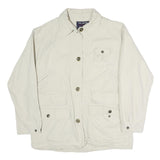 AMERICAN OUTDOOR Mens White Cotton Button Jacket M Plain Casual Lightweight