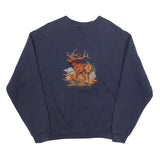 LEE Mens Navy Blue Sweatshirt L Crew Neck Pullover Embroidered Stag