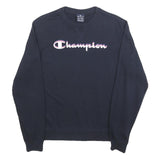 CHAMPION Boys Black Cotton Blend Crew Neck Sweatshirt 15-16Y Logo Printed