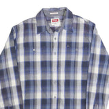 WRANGLER Mens Blue & Grey Check Shirt M Long Sleeve Cotton Blend Casual