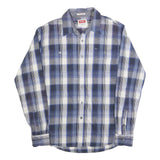 WRANGLER Mens Blue & Grey Check Shirt M Long Sleeve Cotton Blend Casual