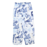 Womens Blue White Viscose Floral Print Regular Fit Trousers W28 L26 Zip Closure