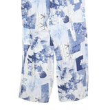 Womens Blue White Viscose Floral Print Regular Fit Trousers W28 L26 Zip Closure