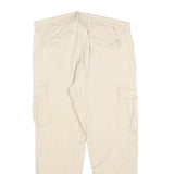 PULL & BEAR Womens Cotton Blend Beige Slim Cargo Trousers W32 L28 Utility Casual