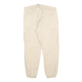 PULL & BEAR Womens Cotton Blend Beige Slim Cargo Trousers W32 L28 Utility Casual