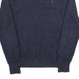 TOMMY HILFIGER Mens Navy Blue Plain Half Zip Pullover Basic Knit M Cotton Blend
