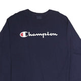 CHAMPION Mens Blue Long Sleeve Crew Neck Graphic T-Shirt XL Cotton