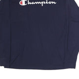 CHAMPION Mens Blue Long Sleeve Crew Neck Graphic T-Shirt XL Cotton
