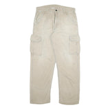 CARHARTT Mens Beige Relaxed Cargo Zip Trousers W34 L31 Durable Cotton Blend