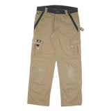 DICKIES Mens Cotton Blend Beige & Black Relaxed Straight Trousers W33 L30