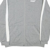 PUMA Mens Grey & White Track Jacket L Cotton Blend Plain Zip Comfort Sport