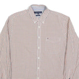 TOMMY HILFIGER Mens White & Red Checked Shirt XL Button Down Casual Cotton Blend