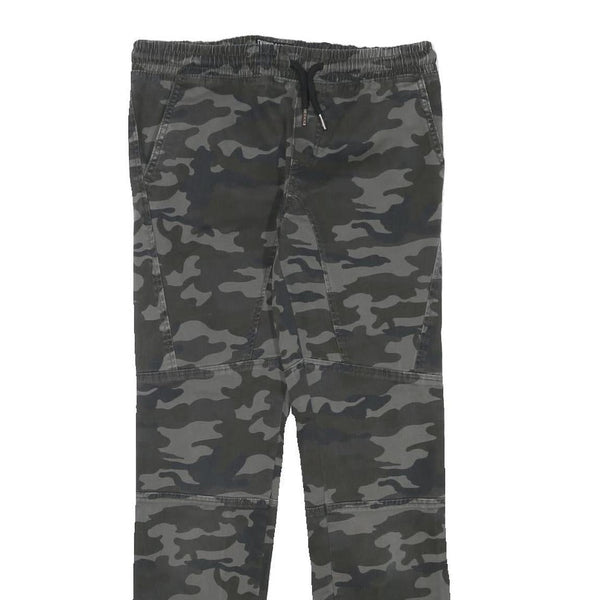 DOWNLAOD Boys Cotton Blend Grey Camouflage Relaxed Drawstring Trousers W29 L27