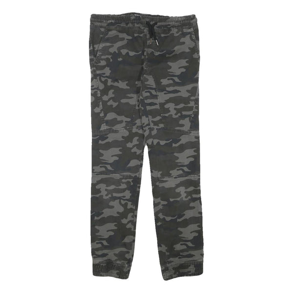 DOWNLAOD Boys Cotton Blend Grey Camouflage Relaxed Drawstring Trousers W29 L27