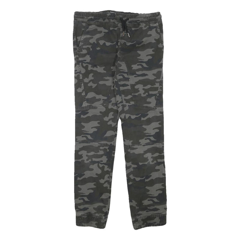 DOWNLAOD Boys Cotton Blend Grey Camouflage Relaxed Drawstring Trousers W29 L27