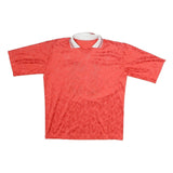 Mens Red Polyester Graphic T-Shirt L Short Sleeve V-Neck Sports Style