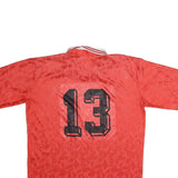 Mens Red Polyester Graphic T-Shirt L Short Sleeve V-Neck Sports Style