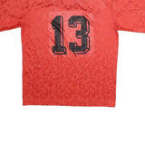 Mens Red Polyester Graphic T-Shirt L Short Sleeve V-Neck Sports Style