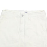 LEE Womens White Cotton Mini Skirt Casual Plain M Button Closure Pockets