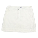 LEE Womens White Cotton Mini Skirt Casual Plain M Button Closure Pockets