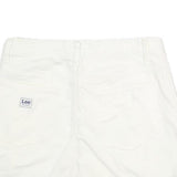 LEE Womens White Cotton Mini Skirt Casual Plain M Button Closure Pockets