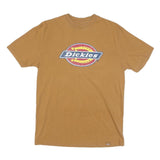 DICKIES Mens Brown Logo T-Shirt S Short Sleeve Crew Neck Cotton Blend