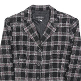 REQUIREMENTS Womens Black & Pink Check Jacket M Woven Button Closure Classic Fit
