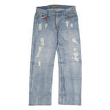 CHOUX HOUSE Mens Jeans Light Blue Regular Straight Denim Stone Wash W32 L29