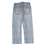 CHOUX HOUSE Mens Jeans Light Blue Regular Straight Denim Stone Wash W32 L29