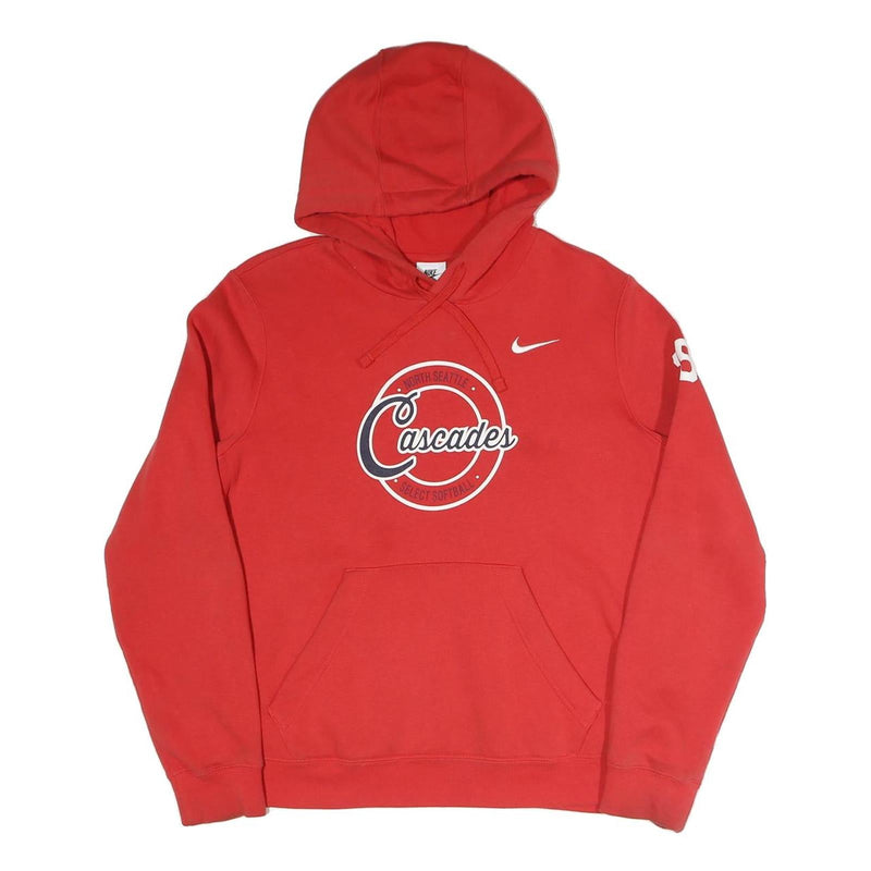 NIKE Mens Red Cascades Graphic Pullover Hoodie L Sports Casual Cotton Blend