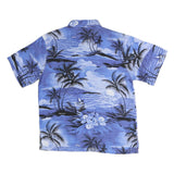 NEW BASE Mens Blue Hawaiian Shirt M Cotton Blend Tropical Print Relaxed Fit