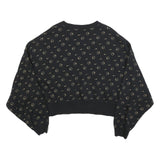 NIKE Womens Black Crew Neck M Cotton Blend Sweatshirt Logo Print Cropped